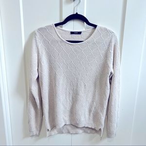 Glittery gold metallic thread cream sweater
